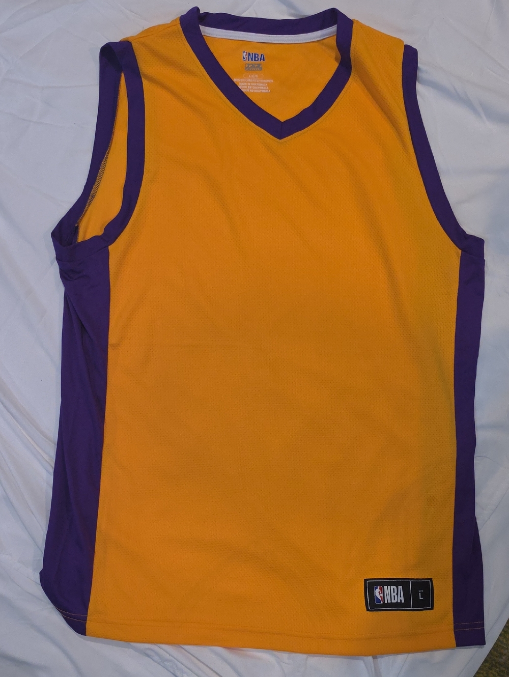 New NBA Yellow and Purple Sleeveless Basketball Jersey Customizable Size Large